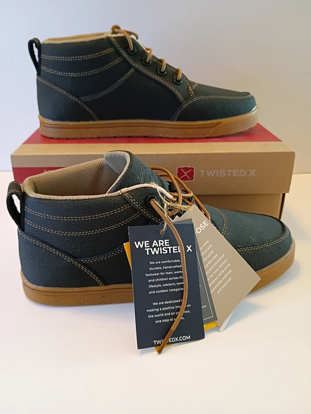 Twisted X Kids High-Top Sneakers in Dark Gray and Tan